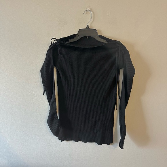 Veronica Beard Jeans Nolan Off Shoulder Merino Wool Ballet Sweater Black S - Picture 2 of 7